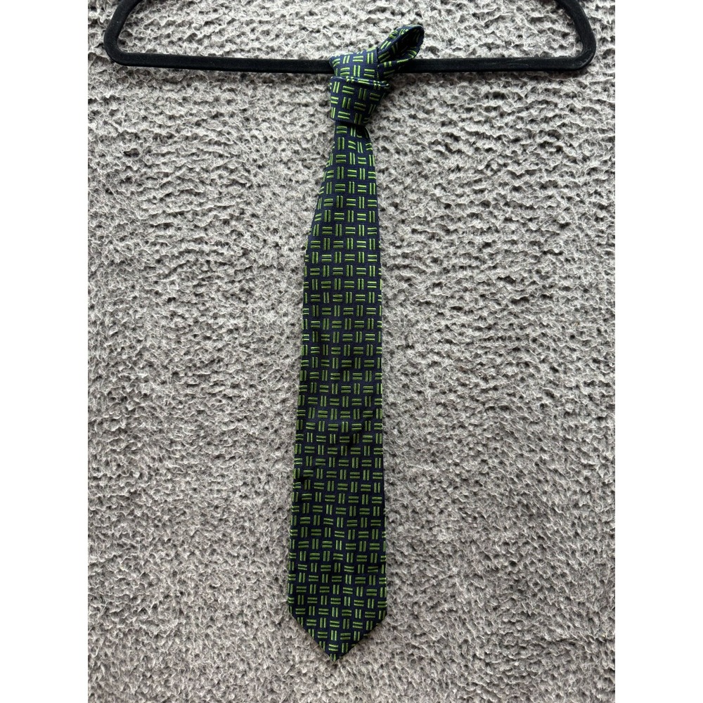 Vintage‎ Burberry Classic Geometric Allover Print Necktie Green